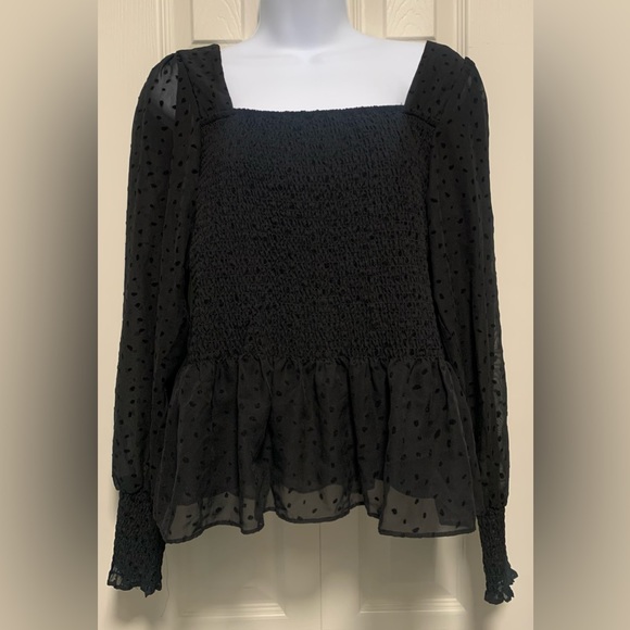 Nine West Black Lined and Stretchy Blouse - Picture 1 of 6
